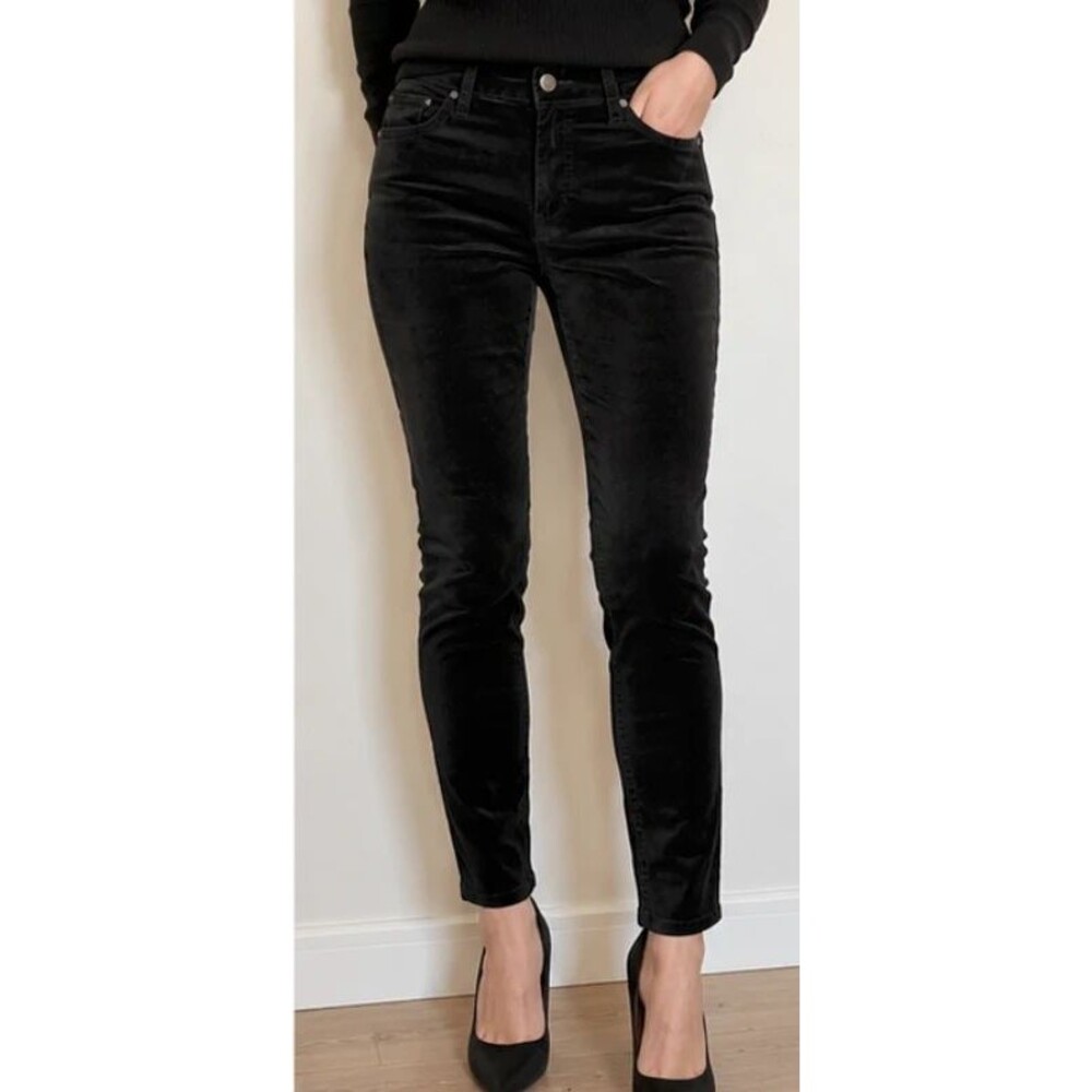 7 For All Mankind Black Velvet Skinny Jeans Size 27